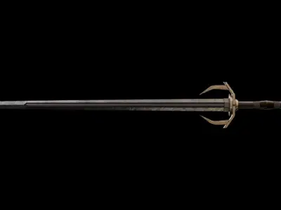 Fantasy sword Low-poly 3D model 11