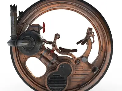 Steampunk monowheel PBR low poly Low-poly 3D model