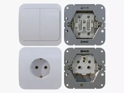 Electrical Socket and Light Switch with Disassembled M1 3D model