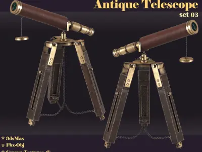 antique telescope 03 3D model