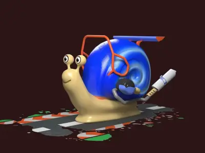 Cartoon Snail Mollusk toon car 3D model purchase