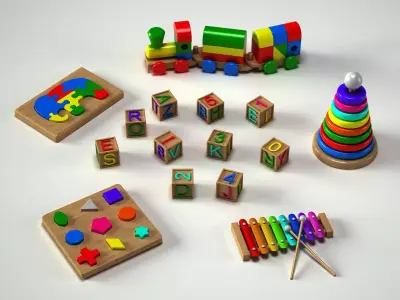 Toys Collection puzzle piece with elephant 3D model