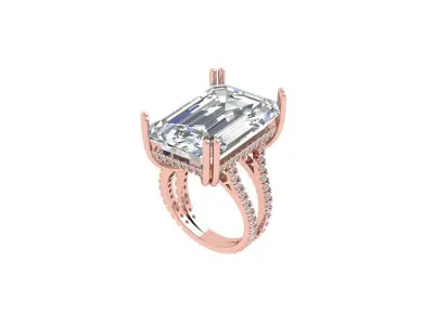 Emerald Art deco Ring 3D print model 30