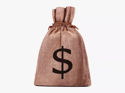 Jute Money Bag - Burlap Sack with Dollar Symbol 3D model