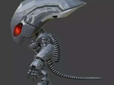 Stylized Chibi Warrior Robot 3D Model Low-poly 3D model