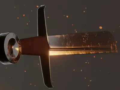 Medieval falchion sword Low-poly 3D model