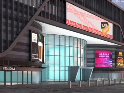  Modern Shopping Complex Night Lights On 