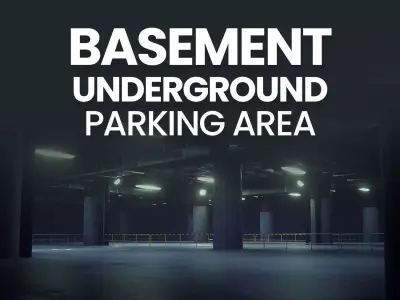 3D Render of Basement Underground Parking Area 3D model
