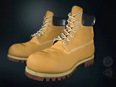 Yellow Timberland Boots Low-poly 3D model