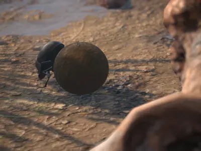 Dung Beetle Low-poly 3D model