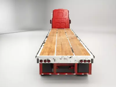 Generic Used Semi Truck with Flatbed Trailer 3D model