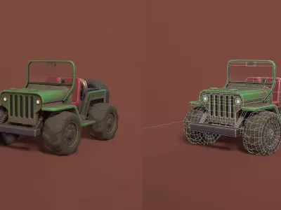 Stylized Off-Road Jeep Game Ready 3D Model Low-poly 3D model