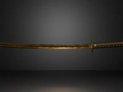 Golden Katana Low Poly Low-poly 3D model
