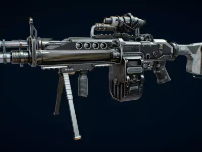 Futuristic Machine Gun Low-poly 3D model