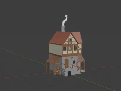 Lowpoly Medieval House Free low-poly 3D model