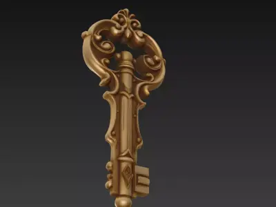 Grand Baroque Key - Royal Relic Heritage 3D Model 3D print model purchase