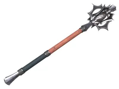 Medieval mace Low-poly 3D model 7