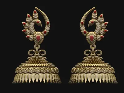  Peacock Antique Traditional Earing  3D print model