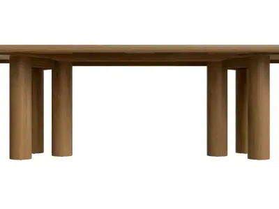 Brown Wood Rectangle Dining Table Free 3D model