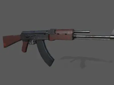 Ak47 low poly 3d midel mwith texture Low-poly 3D model