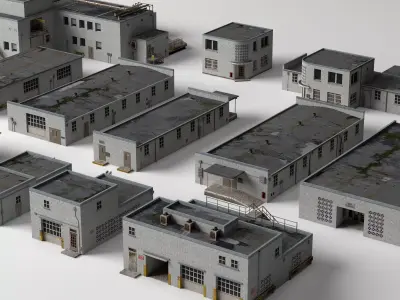 Industrial Warehouse Buildings Pack Low-poly 3D model