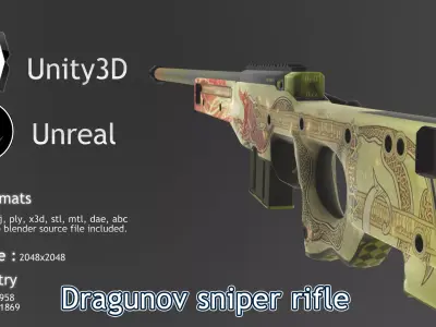Dragunov sniper rifle SVD 3D model