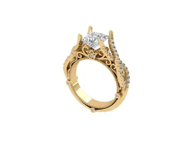 Princess Art Deco Ring 3D print model 16