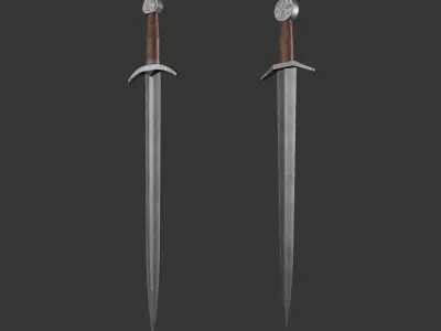 low poly sword two viking swords Free 3D model