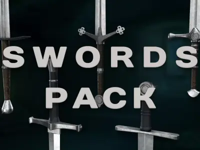Crusader Swords Bundle Low-poly 3D model