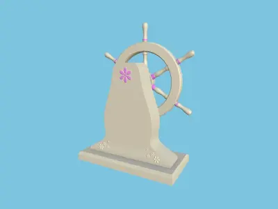 Pirate Ship Wheel 06 - Pink Girl - Helm Interior Parts Low-poly 3D model