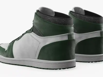 Retro Basketball High Top Footwear Green 3D model