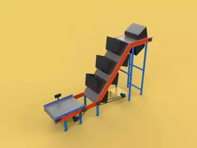 BUCKET CONVEYOR ELEVATOR BELT 3D model