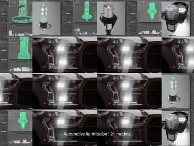 Automotive lighhtbulbs 3D Model Pack