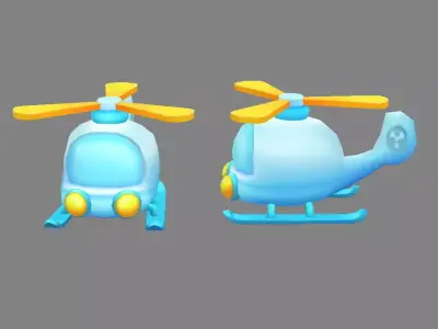 Cartoon toy airplane - helicopter Low-poly 3D model
