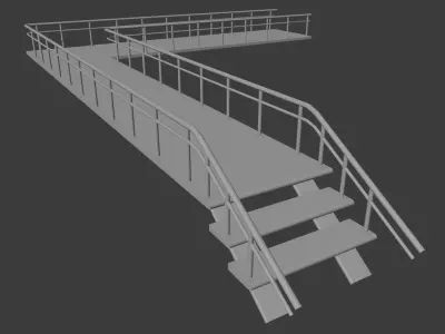 Industrial Bridge with Stairs-Rust Textured Free 3D model