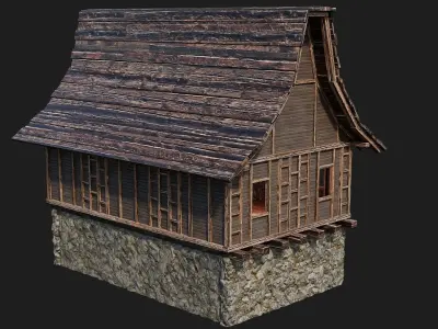 Old Medieval House Building 4K Textures GameReady 105 Low-poly 3D model