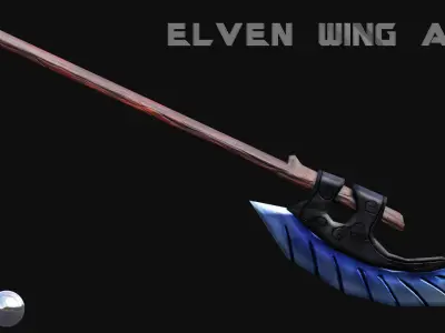 Elven Wing Axe Low-poly 3D model