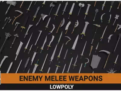LowPoly Enemy Melee Weapons  Low-poly 3D model