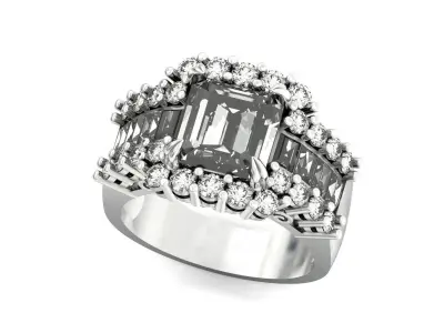 antique Engagement Ring elegant baguette diamonds  1331 3D print model