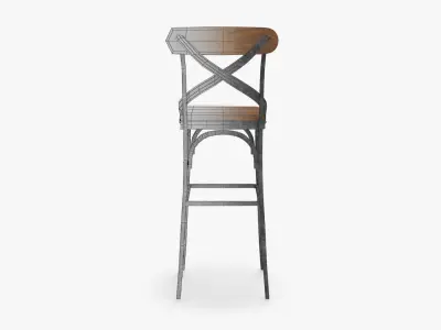 Abdullah Solid Wood Counter Bar Stool 3D model