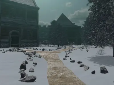 Winter Castle Village 3D model purchase