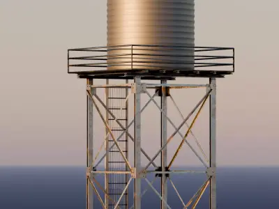 Industrial Water Tower 3D Model 3D model