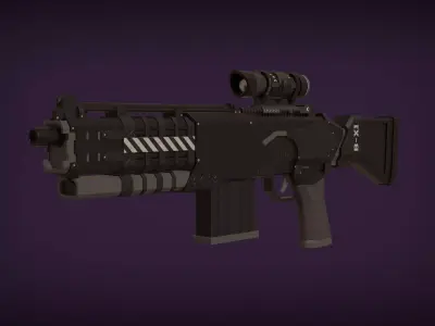 Assault Rifle Black BX1 Low-poly 3D model