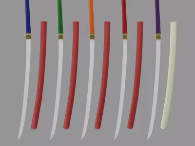 Asian Weapons Pack  11 Stylized 3D Weapons Low-poly 3D model