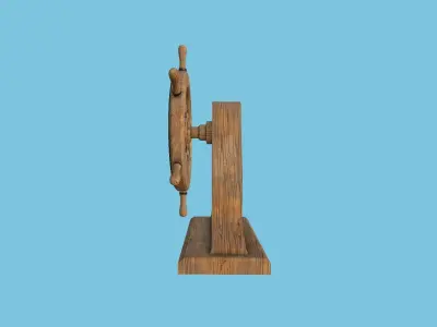 Pirate Ship Wheel 04 - Black Wood - Helm Interior Parts Low-poly 3D model