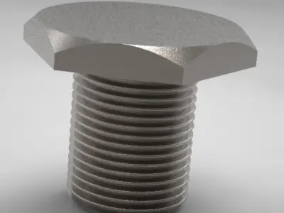 Hexagonal Head threaded bolt Free 3D model