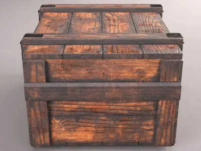 Industrial wooden box Low-poly 3D model