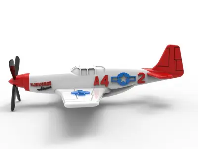 Red tailed P-51D airplane 3D print model