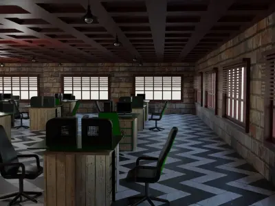 Office Interior Low-poly 3D model get