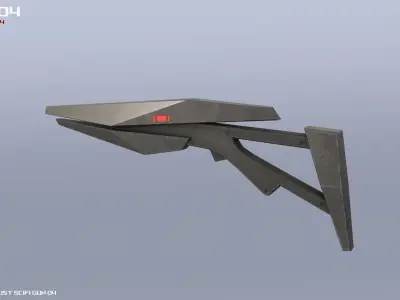 Minimalist scifi gun Low-poly 3D model